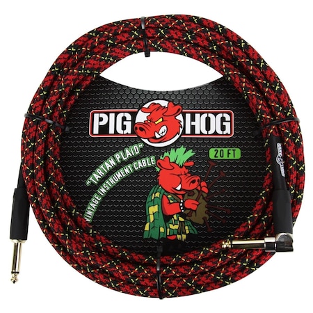 Ace Products Group Woven Jacket Tour Grade Instrument Cable, 20 ft. - Tartan Plaid AC566598